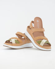 SANDALIA TRENZADA PLANTILLA EXTRAIBLE MUJER ANCHO ESPECIAL MULTI MIEL PIE SANTO 260429