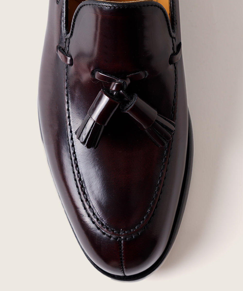 ZAPATO HOMBRE BORLAS TASSEL FLORENTIC SIRACH BURDEOS SUELA DE CUERO