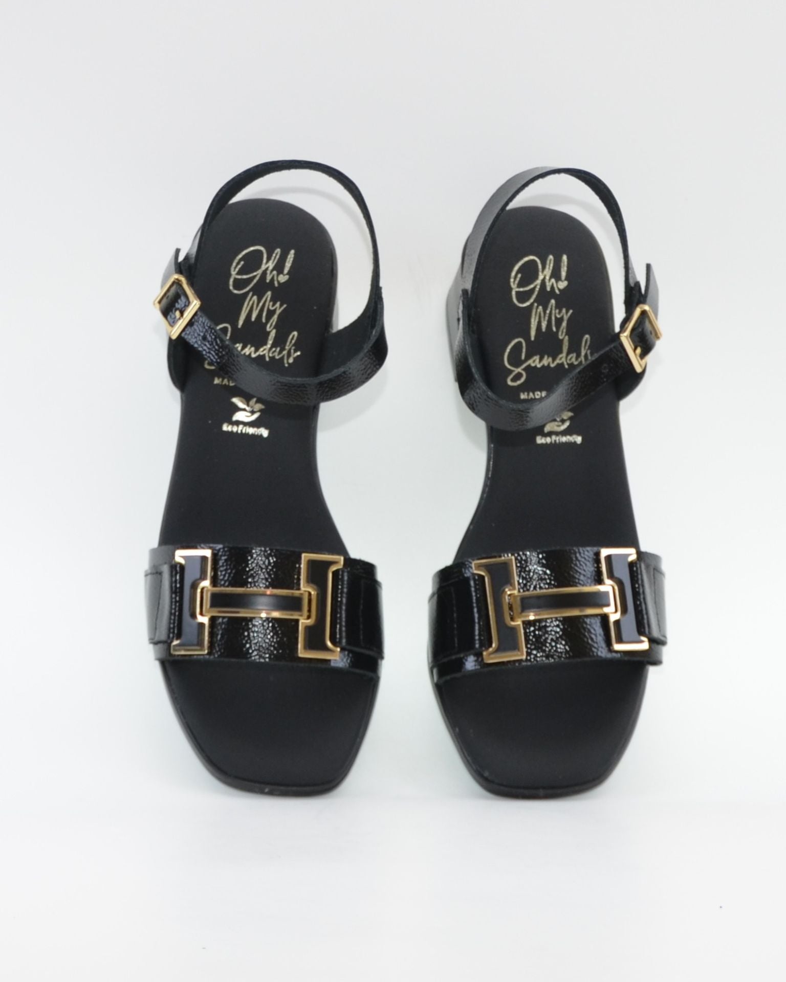 SANDALIA MUJER CHAROL NEGRO TACON BAJO PLANTA DE GEL OH MY SANDALS 5981