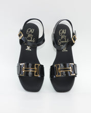 SANDALIA MUJER CHAROL NEGRO TACON BAJO PLANTA DE GEL OH MY SANDALS 5981
