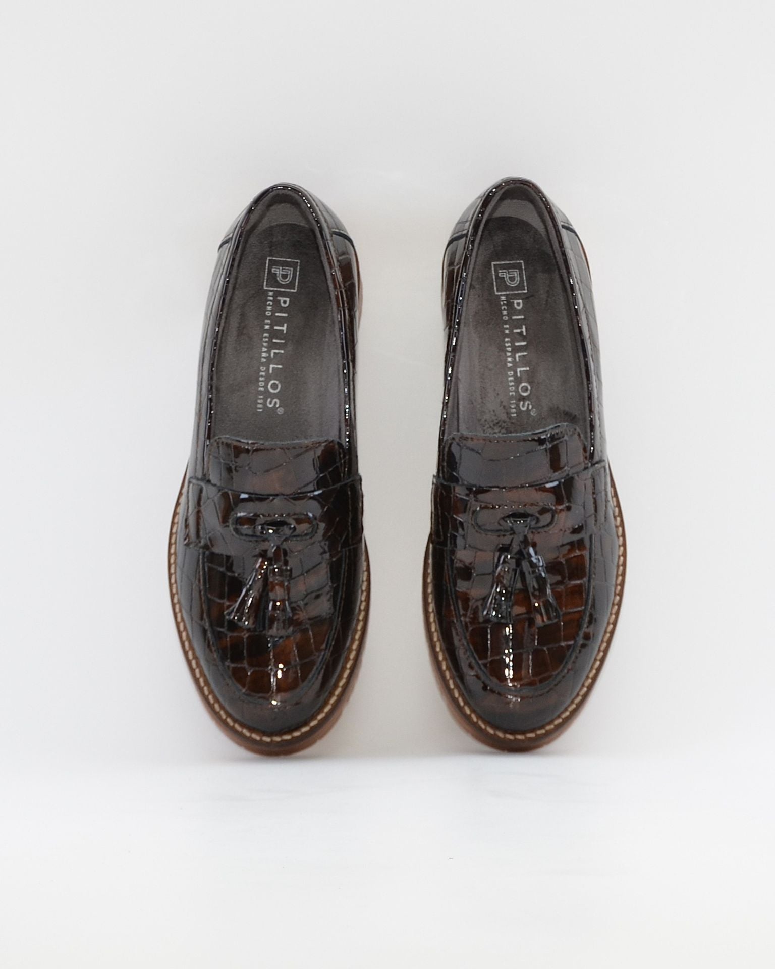 ZAPATO MOCASIN MUJER CHAROL COCO MARRON PLANTILLA EXTRAIBLE PITILLOS 10770