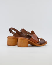 SANDALIA MUJER TACON MEDIO PLANTA DE GEL COMBI MARRON PITON JORDANA 4459