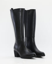 BOTA ALTA MUJER TACON MEDIO COLOR NEGRO CREMALLERA Y ELASTICO TREINTAS L-1504