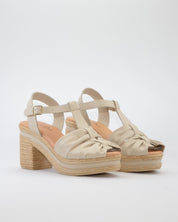SANDALIA MUJER TACON Y PLATAFORMA COLOR CREMA PITILLOS 30212