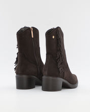 BOTIN MUJER COWBOY SERRAJE MARRÓN CHOCOLATE CON FLECOS CARMELA 164252