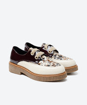 ZAPATO CORDON MUJER BEIGE CHAROL MARRON POTRO ANIMAL LACOMBA ALPINA