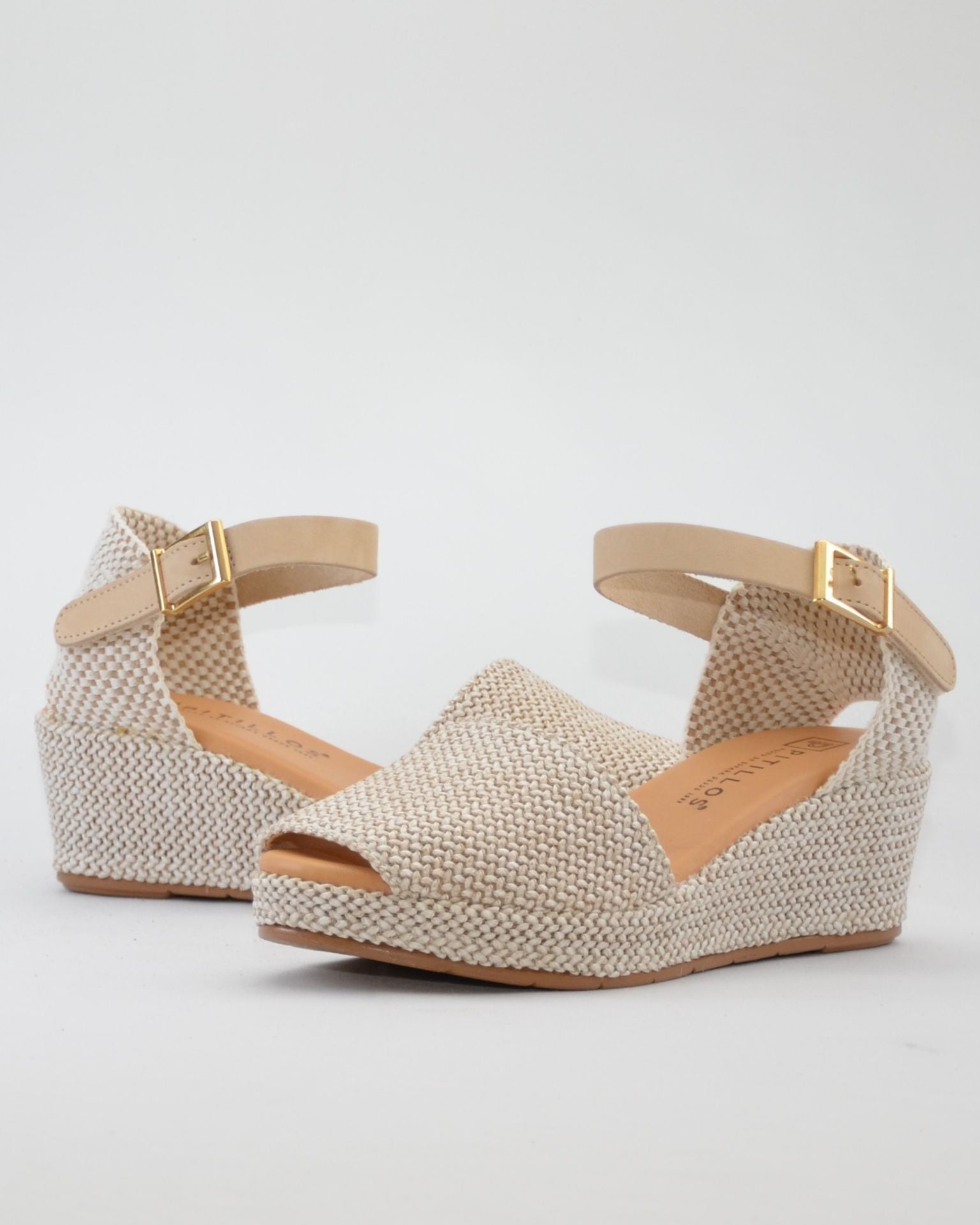 SANDALIA CON CUÑA MUJER PLANTA ACOLCHADA RAFIA NATURAL PITILLOS 11260