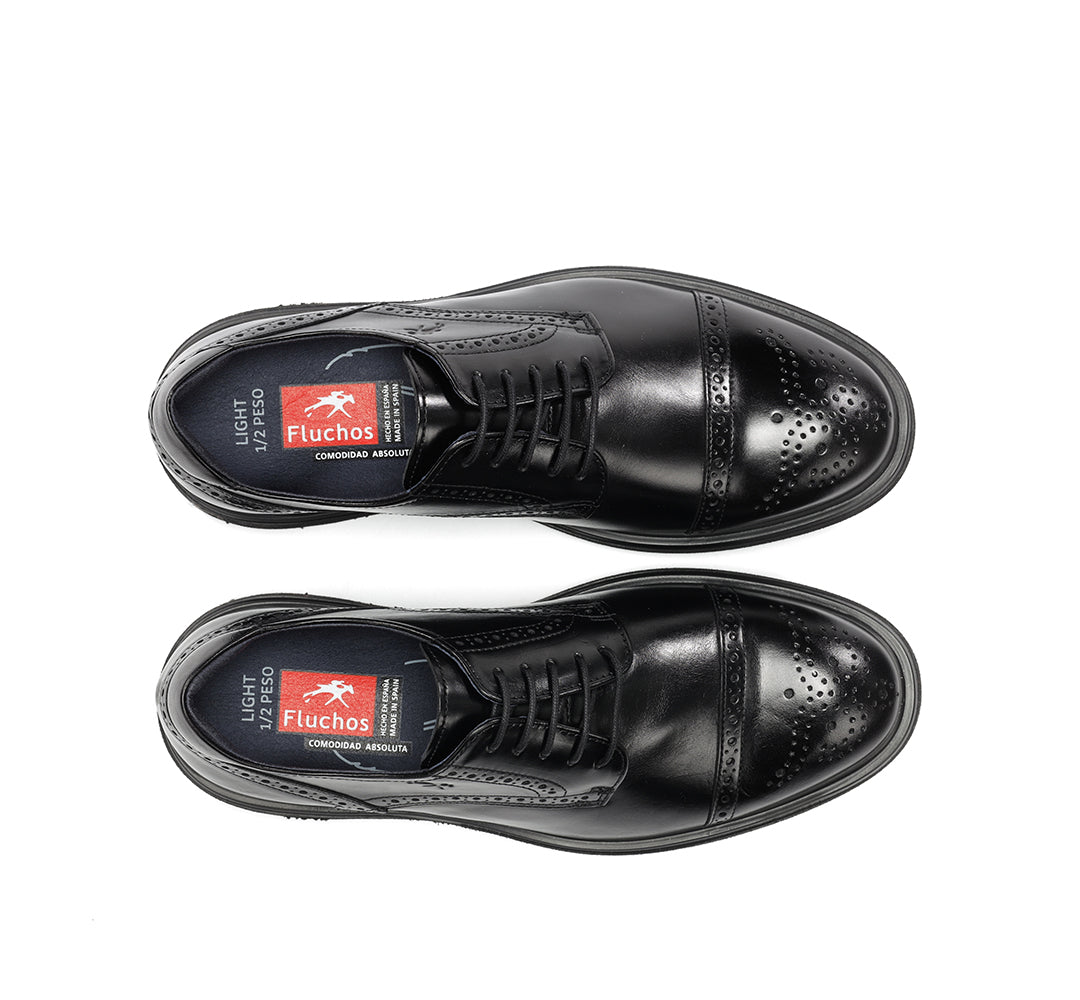 ZAPATO CORDON PICADO NEGRO F0629 BELGAS