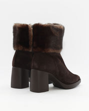 BOTIN TACON MUJER SERRAJE MARRON CHOCOLATE CON PELO WONDERS L-1605 TESTA