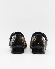 MERCEDITAS MUJER ANIMAL PRINT JIRAFA CHAROL NEGRO CON CORREA Y HEBILLA LACOMBA CEDAR
