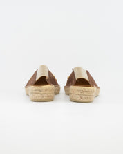 ALPARGATA DESTALONADA SALVI MARRON CHOCOLATE CON TACHAS DORADAS 132016
