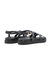 SANDALIA BIO PIEL COLOR NEGRO PLANTA FORRADA LACOMBA CROW