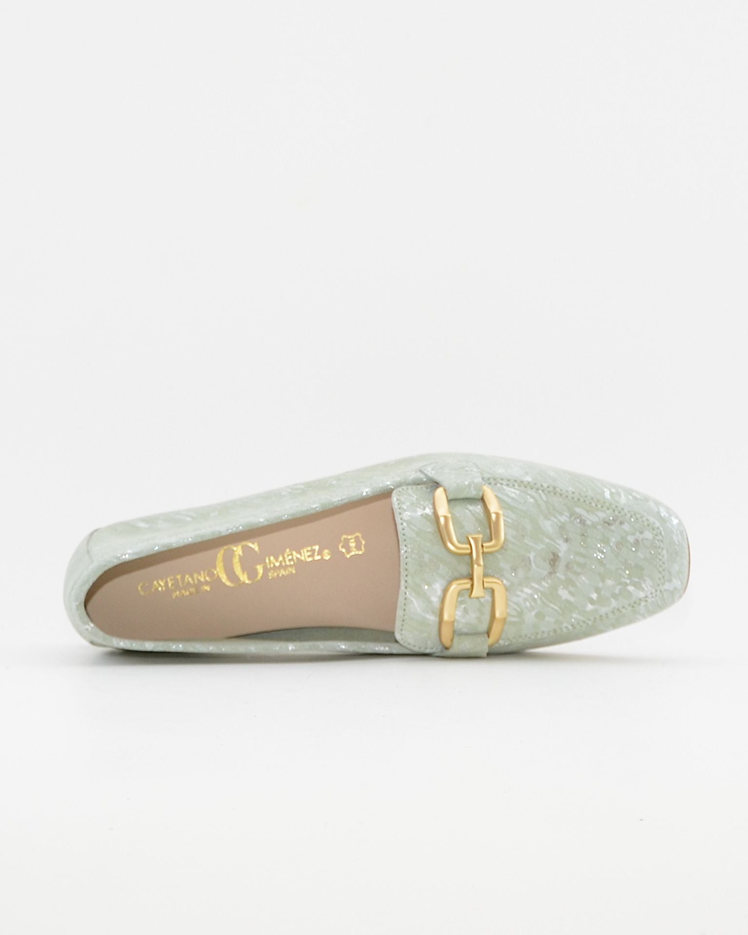 ZAPATO MOCASIN MUJER PLANO ESTAMPADO VERDE CAYETANO 17186
