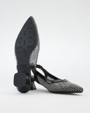 ZAPATO VESTIR MUJER DESTALONADO TACON BAJO DANIELA VEGA CON REJILLA NEGRO BLANCO