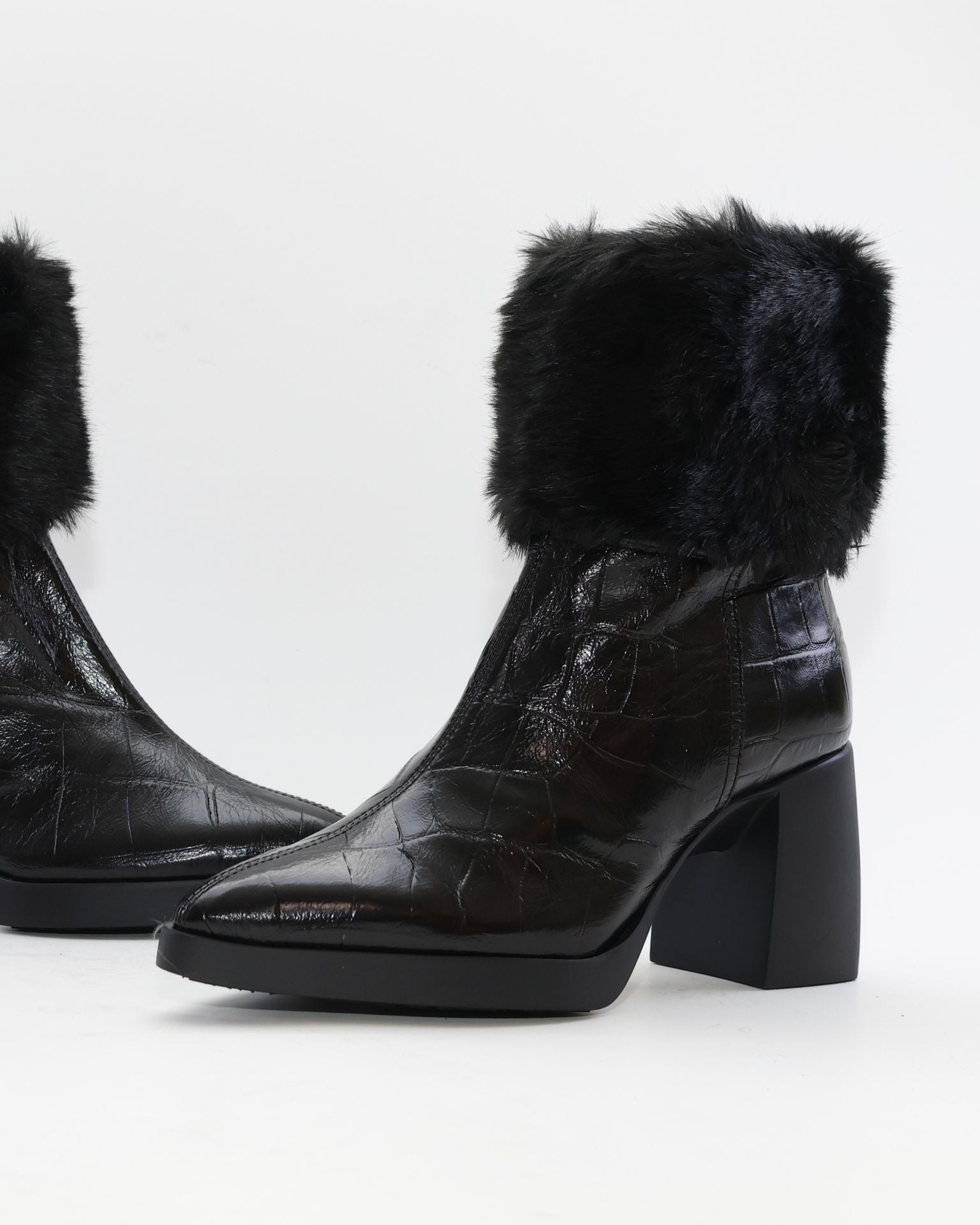 BOTIN TACON MUJER PIEL COCO COLOR NEGRO CON PELO WONDERS L-1605 MISOURI