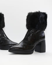 BOTIN TACON MUJER PIEL COCO COLOR NEGRO CON PELO WONDERS L-1605 MISOURI