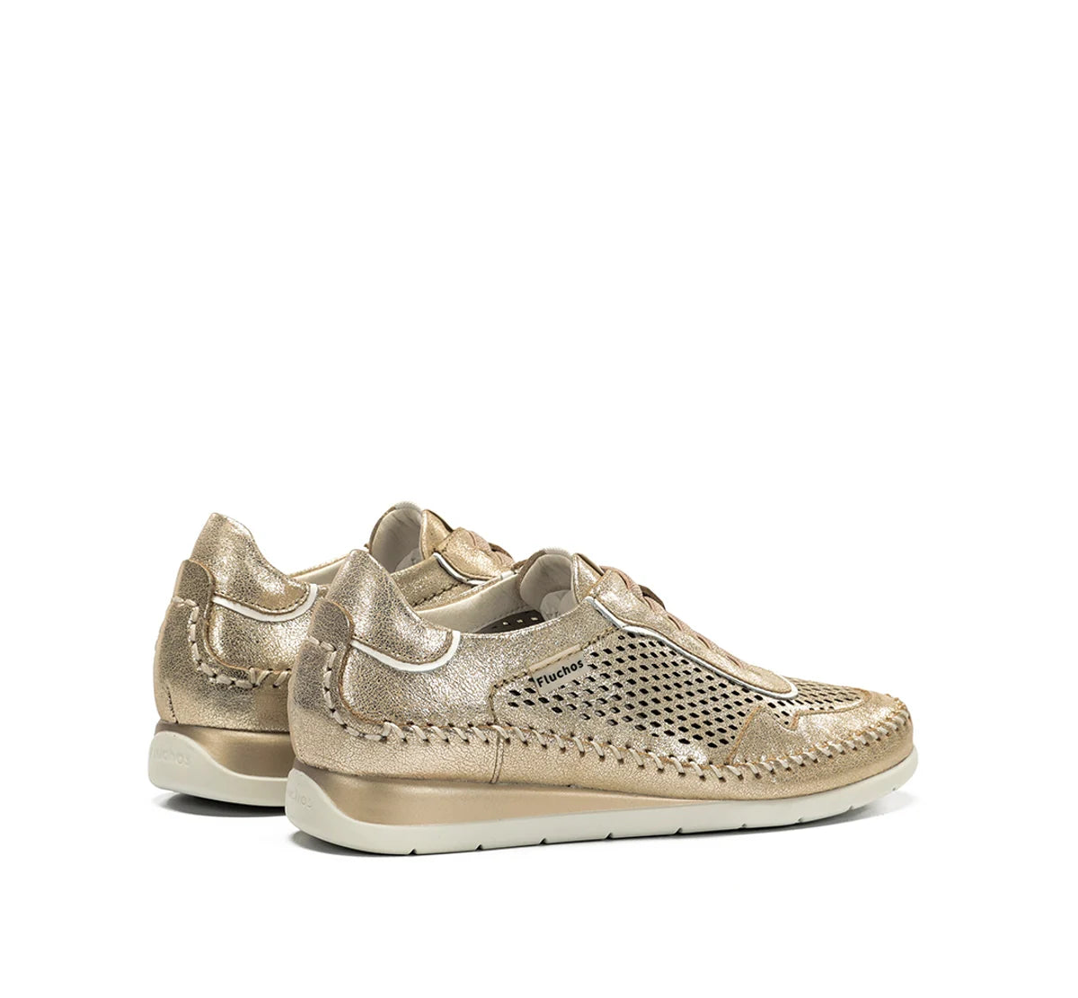 ZAPATO CASUAL MUJER CON ELÁSTICOS COLOR METALIZADO FLUCHOS SELLA F2249 OXIDO