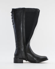 BOTA PLANA MUJER NEGRA CON APERTURA AJUSTABLE EN EL GEMELO CARMELA 164010