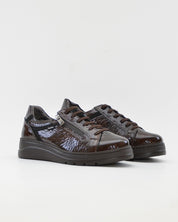 ZAPATO CASUAL MUJER PLANO FLUCHOS POMPASF1666 CHAROL CAFÉ