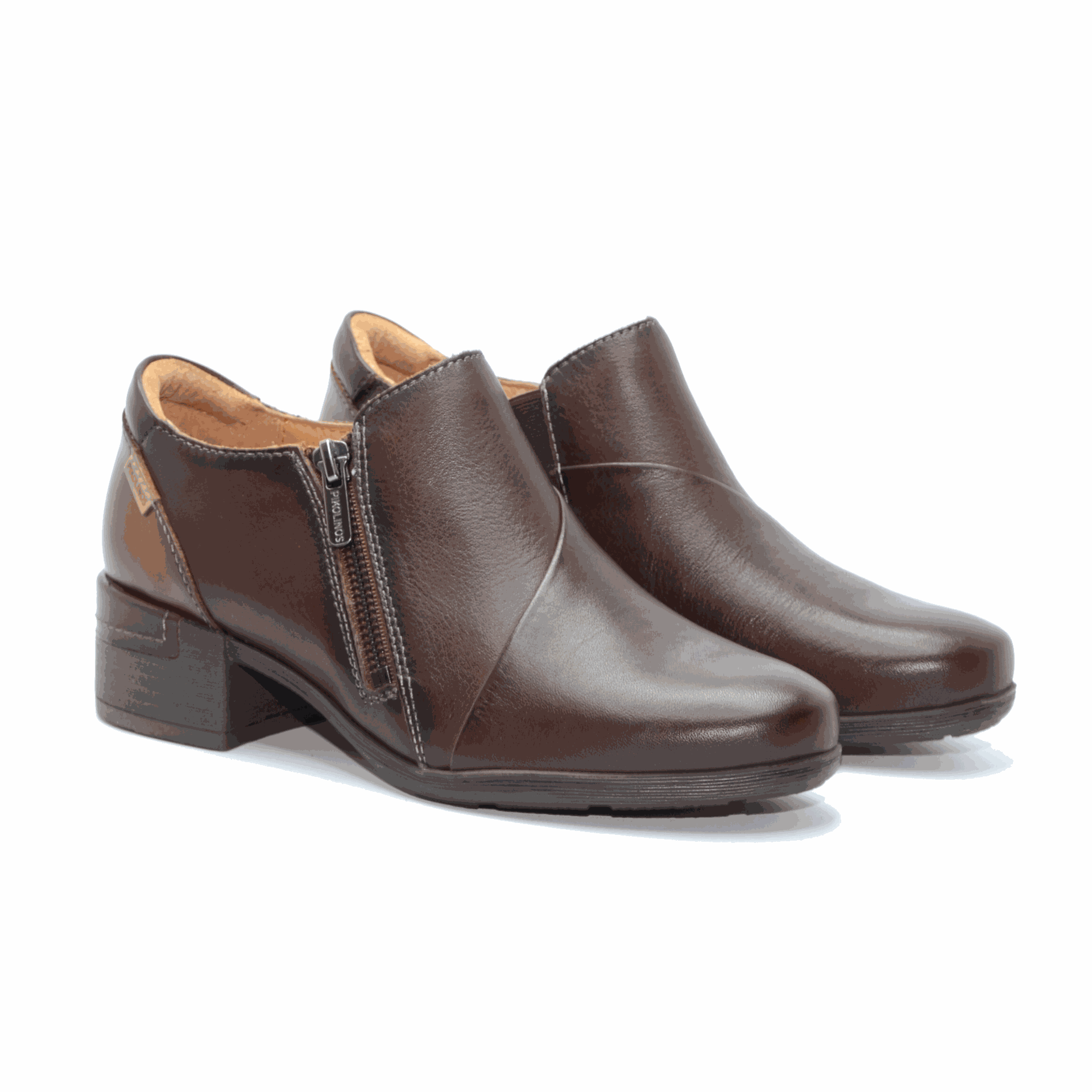 ZAPATO ABOTINADO CON CREMALLERA COLOR CAOBA MALAGA W6W-5902C1