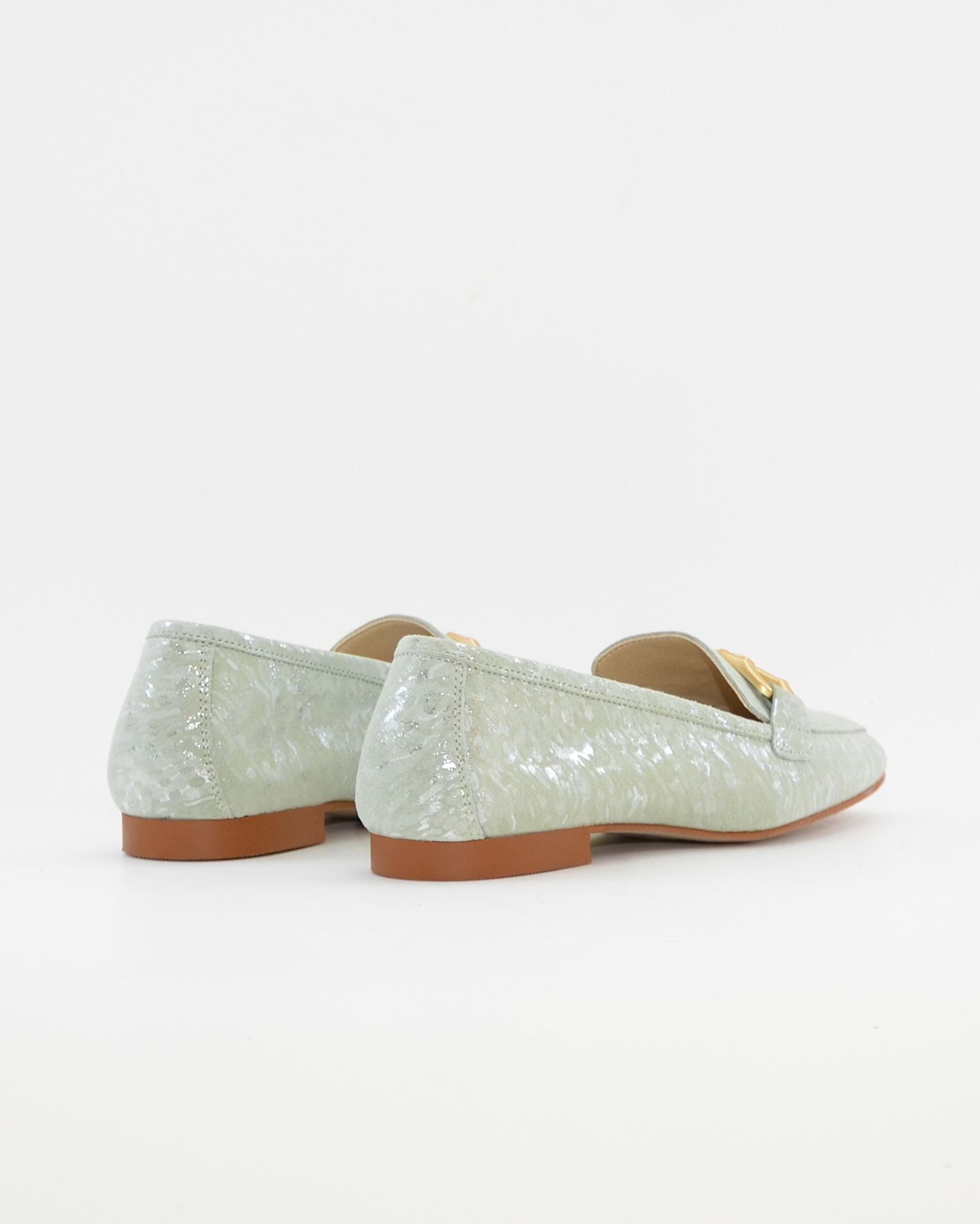 ZAPATO MOCASIN MUJER PLANO ESTAMPADO VERDE CAYETANO 17186