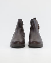 BOTINES DE MUJER CON CUÑA BAJA Y CREMALLERA COLOR MARRON CHOCOLATE VALERIAS 2910