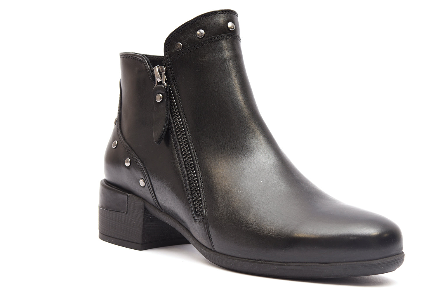 BOTIN MUJER NEGRO TACON CUADRADO Y CREMALLERA  L-1311