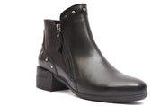 BOTIN MUJER NEGRO TACON CUADRADO Y CREMALLERA  L-1311