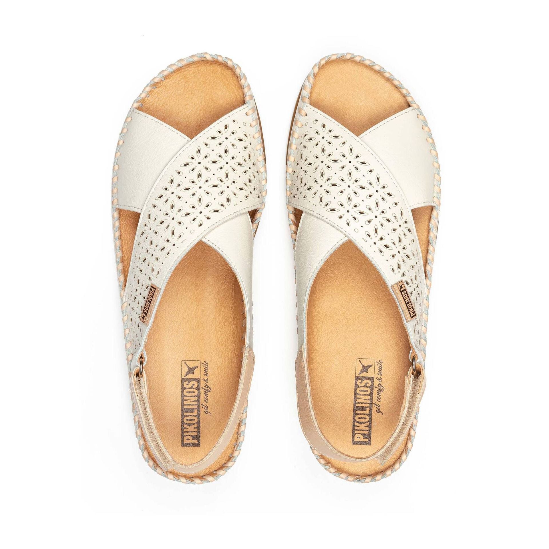 SANDALIA MUJER PLANA CRUZADA COLOR NATA PIKOLINOS W8K-0848C1