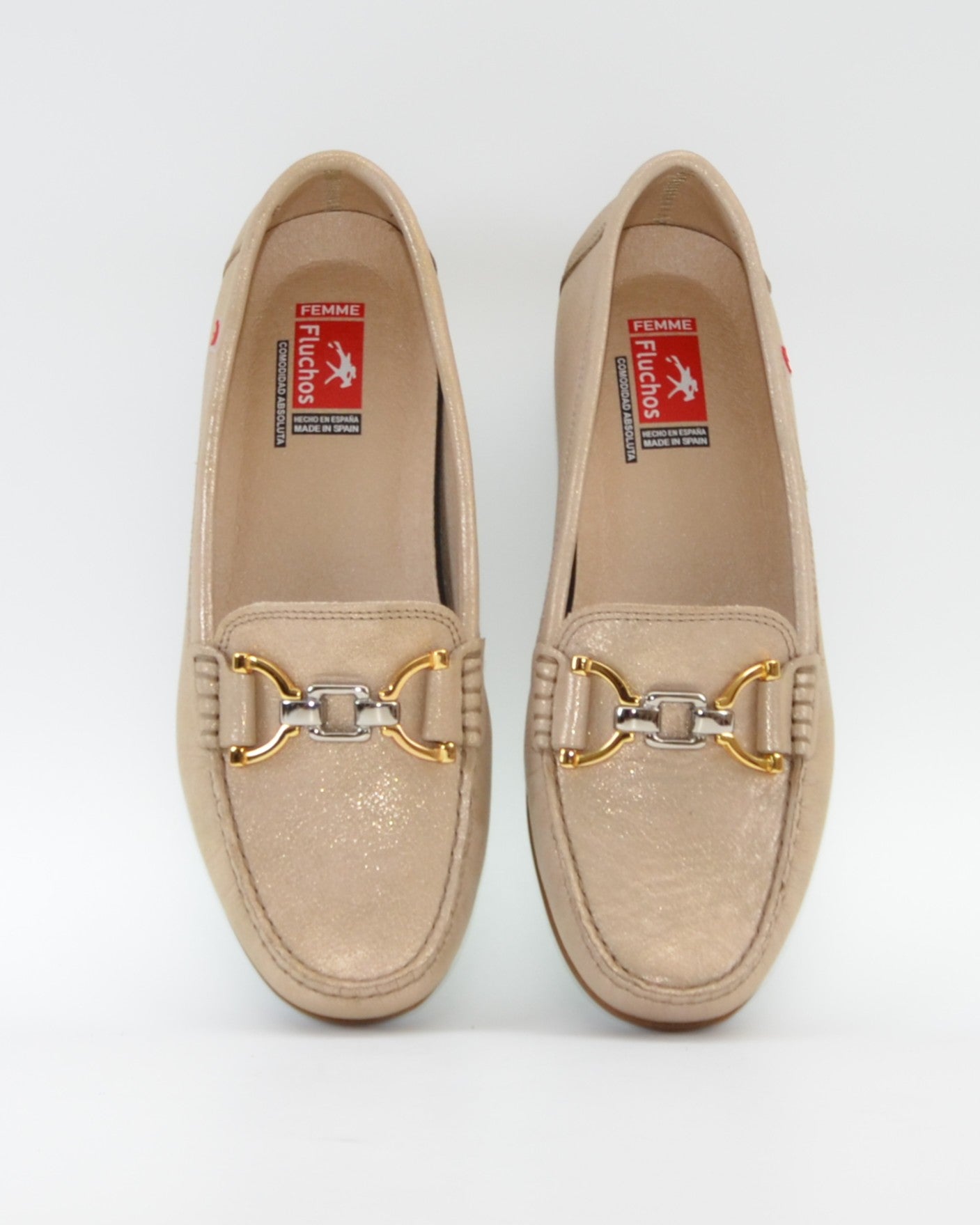 ZAPATO MOCASIN MUJER FLUCHOS COLOR PLATINO ADUNA F1920