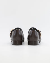 MERCEDITA PLANA PITILLOS PIEL MARRON CHOCOLATE 11672