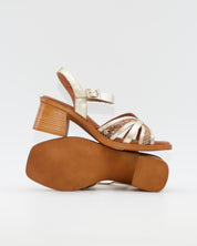 SANDALIA MUJER TACON MEDIO PLANTA DE GEL COMBI DORADO PITON JORDANA 4812