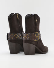 BOTÍN COWBOY MUJER MARRON CHOCOLATE HEBILLA Y TALLAS BRONCE CARMELA 164132