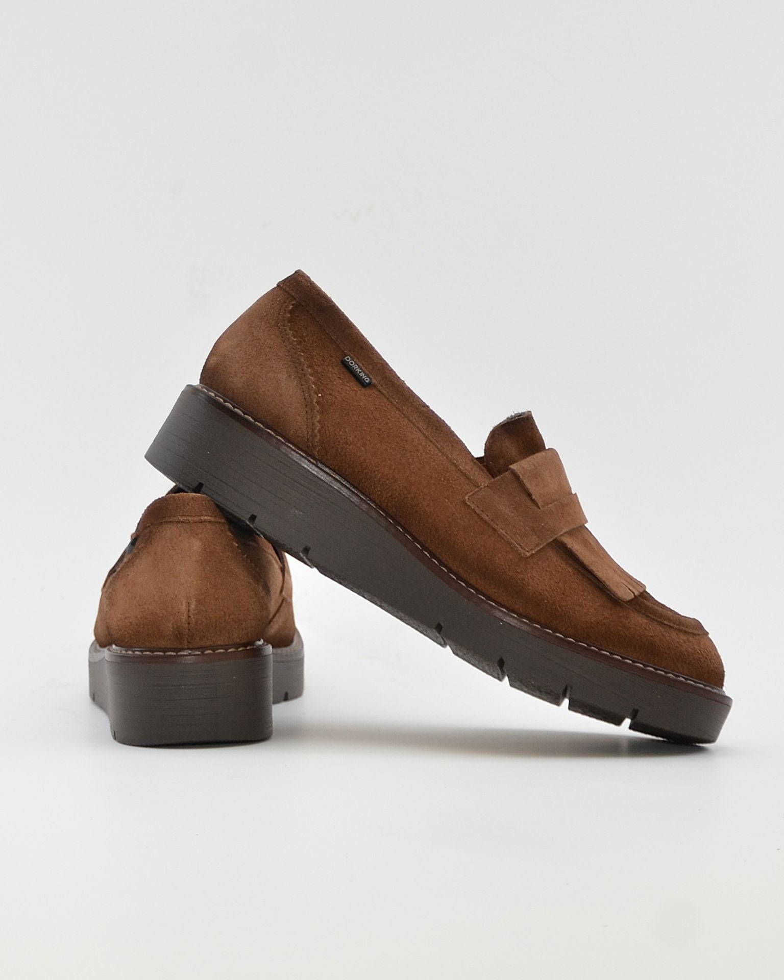 ZAPATO MOCASIN MUJER FLECOS SERRAJE CUERO DORKING by FLUCHOS D9782 TABACO