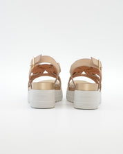 SANDALIA PLANA MUJER STONEFLY TRENZADA ORO Y BEIGE