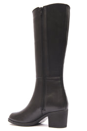 BOTA MUJER NEGRO TACON CUADRADO  CREMALLERA Y ELÁSTICO LATERAL  L-1309