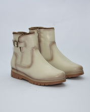 BOTINES DE MUJER PLANOS CON CREMALLERA EN COLOR HIELO