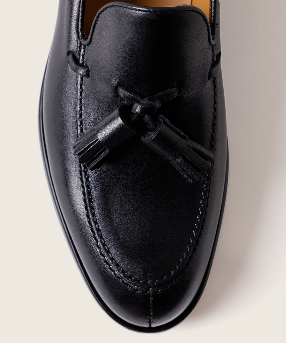 ZAPATO HOMBRE BORLAS 3003 TASSEL BOXCLAF NEGRO SUELA DE CUERO