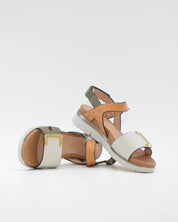 SANDALIA PLANA MUJER STONEFLY DOS VELCROS COMBI OLIVA CUERO BLANCO 220834 BSE