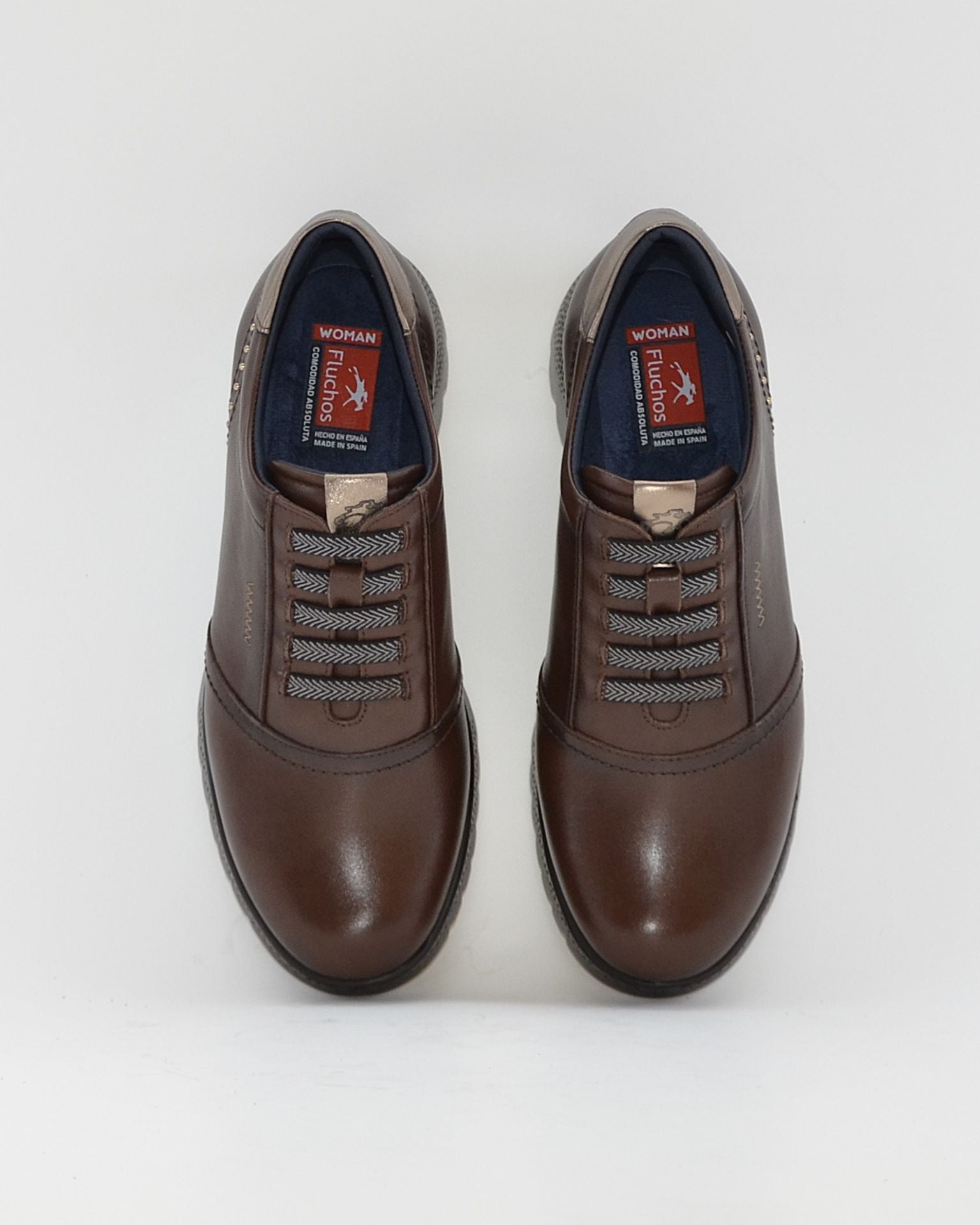 ZAPATO DE CORTE DEPORTIVO CUÑA MUJER ELÁSTICOS FLUCHOS LIVE F2096 CASTAÑO