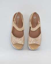 SANDALIA PLANTILLA EXTRAIBLE MUJER TRES VELCROS ANCHO ESPECIAL COLOR SAND PIE SANTO 260422