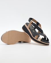 SANDALIA CUÑA MUJER TIRAS COMBI NEGRO PLANTA DE GEL OH MY SANDALS 5941