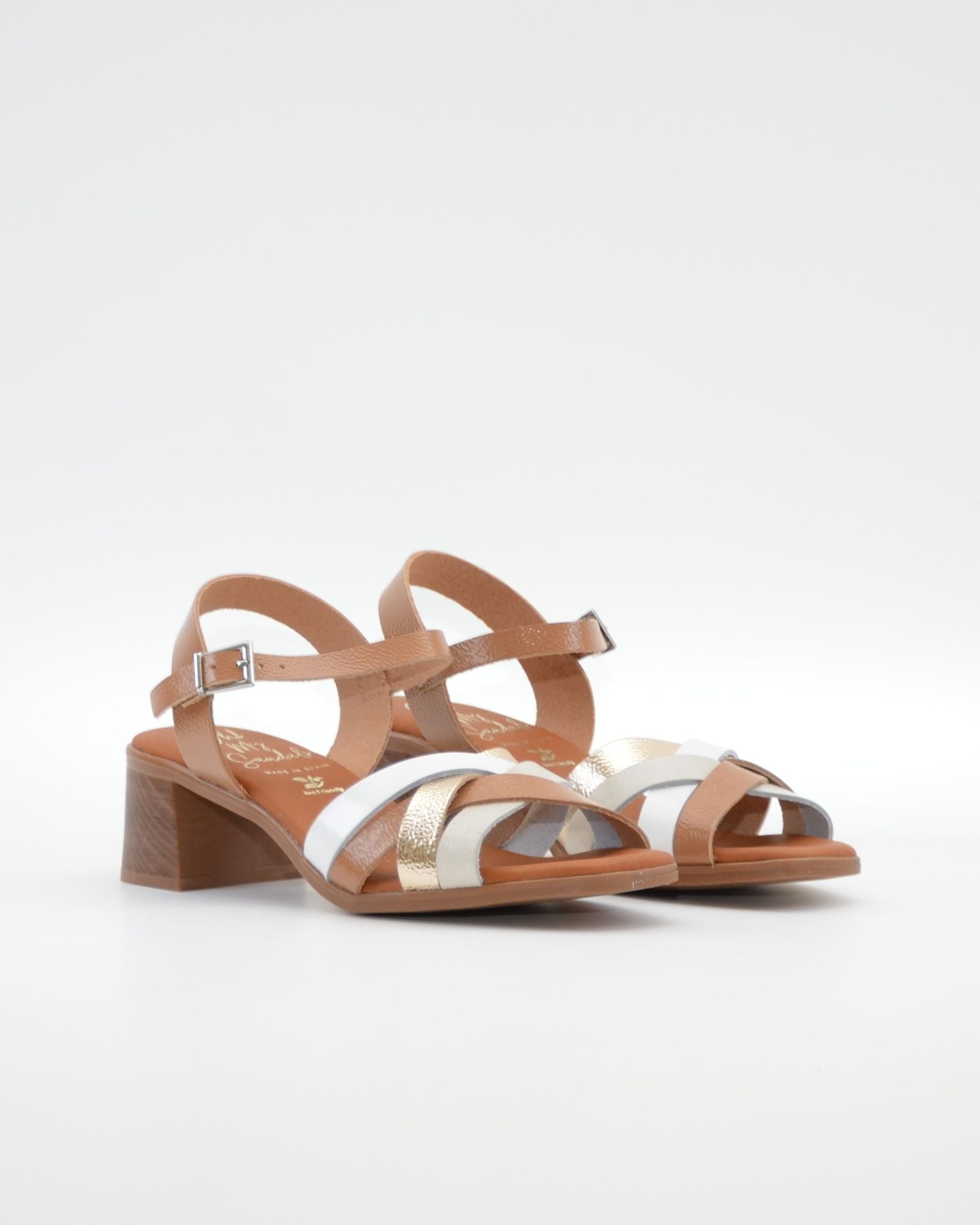 SANDALIA MUJER TIRAS CHAROL COMBI TAUPE TACON PLANTA DE GEL OH MY SANDALS 6004