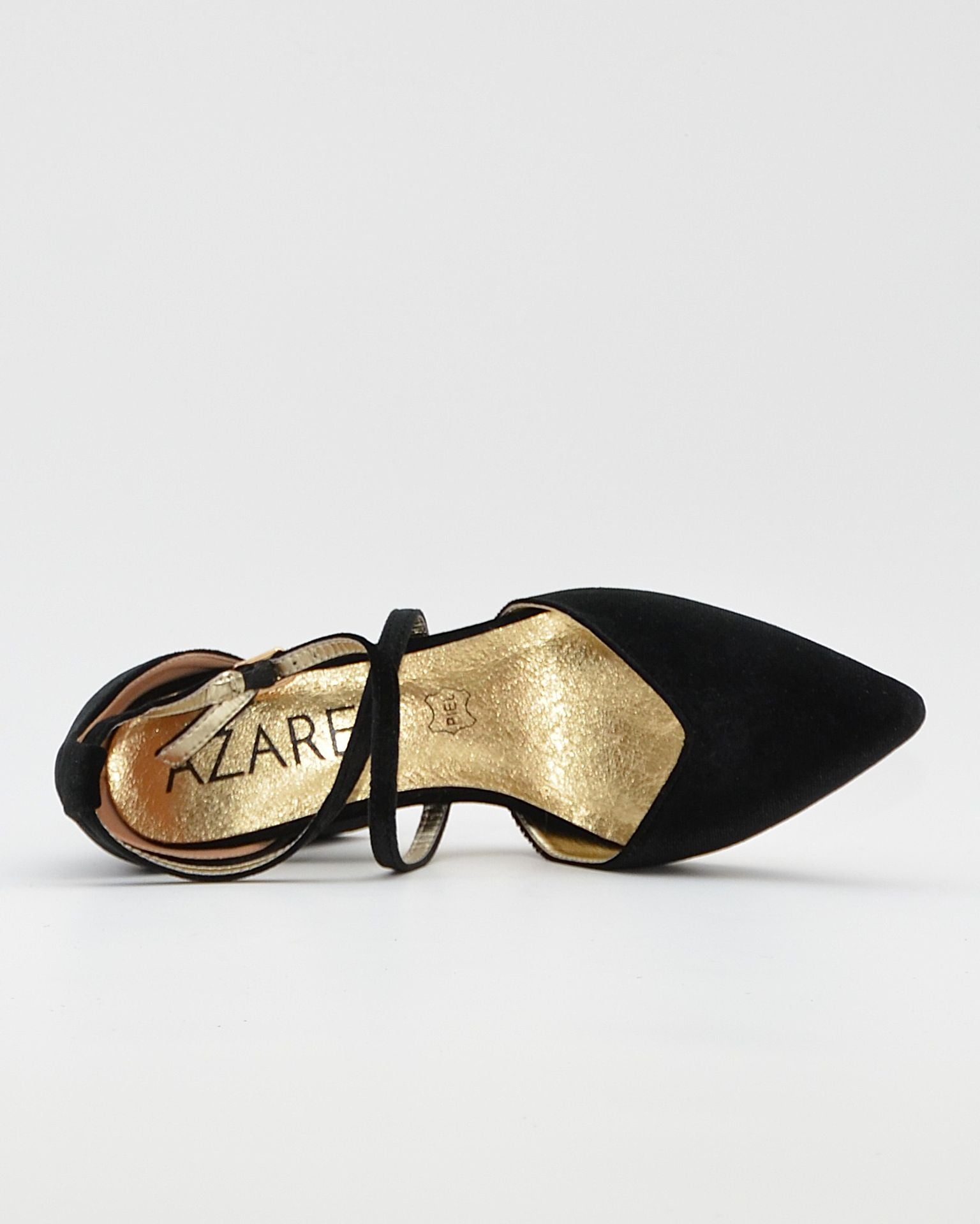 ZAPATO SALÓN MUJER COLOR TERCIOPELO NEGRO TACÓN ANCHO Y TIRAS AZAREY 459M066