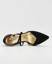 ZAPATO SALÓN MUJER COLOR TERCIOPELO NEGRO TACÓN ANCHO Y TIRAS AZAREY 459M066