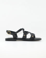 SANDALIA MUJER PLANA PIEL COLOR NEGRO TACHAS LACOMBA BOUGAIN