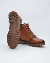 BOTINES DE MUJER PLANOS CON CREMALLERA EN COLOR CUERO