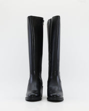 BOTA ALTA MUJER TACON ANCHO CON ELASTICOS PIEL COLOR NEGRO KAOLA 8825