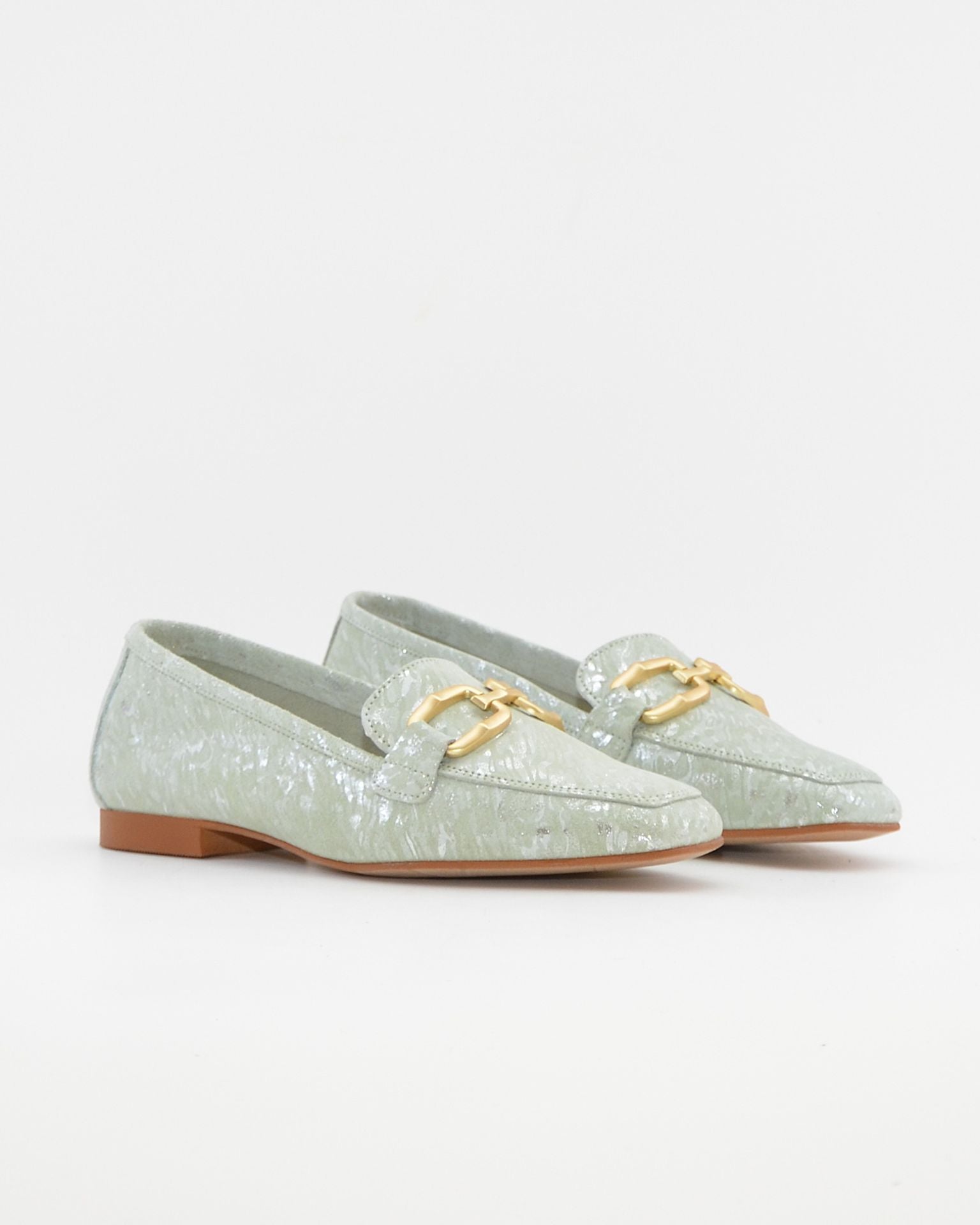ZAPATO MOCASIN MUJER PLANO ESTAMPADO VERDE CAYETANO 17186