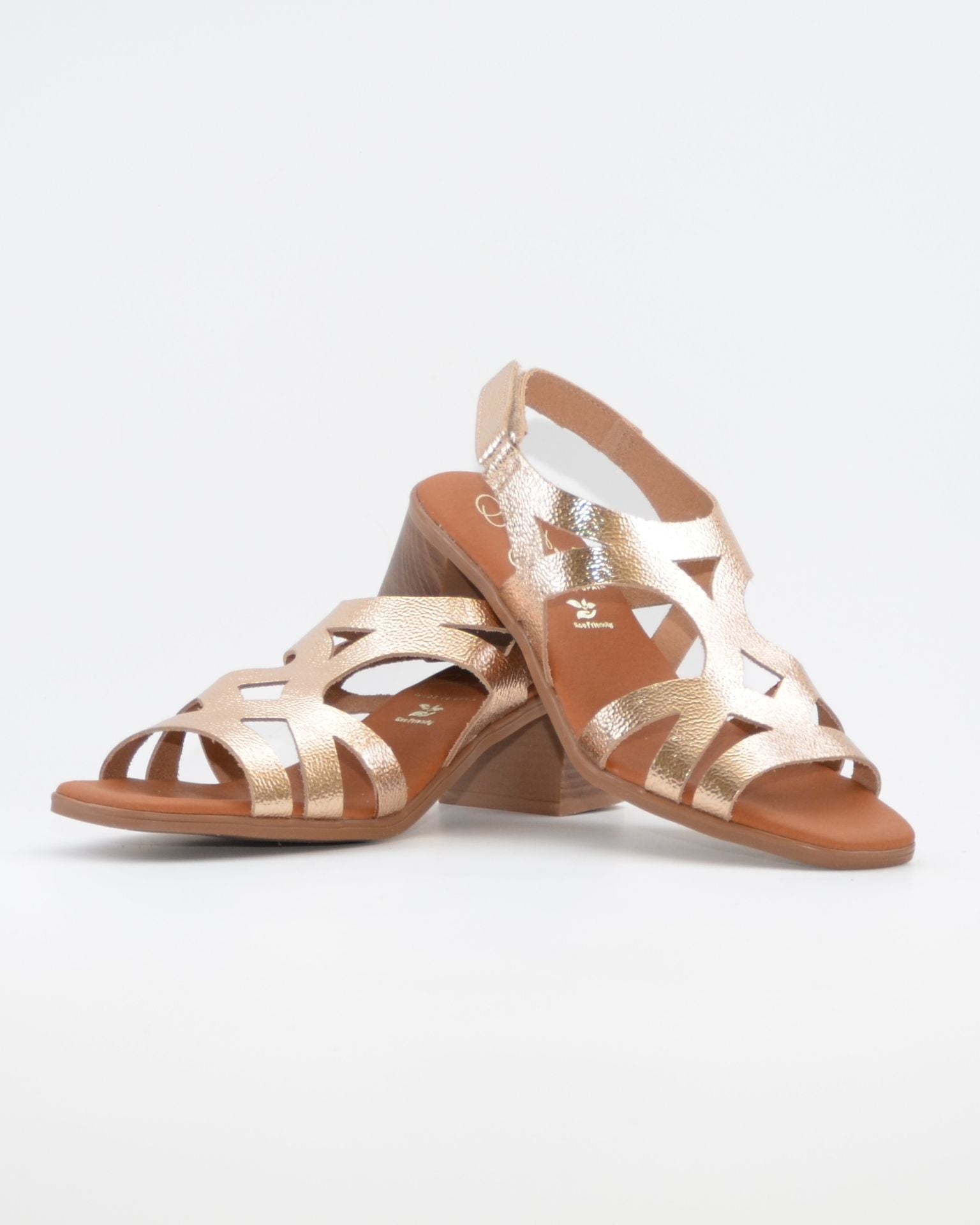 SANDALIA MUJER PLATINO TACON BAJO PLANTA DE GEL OH MY SANDALS 5992 CAVA